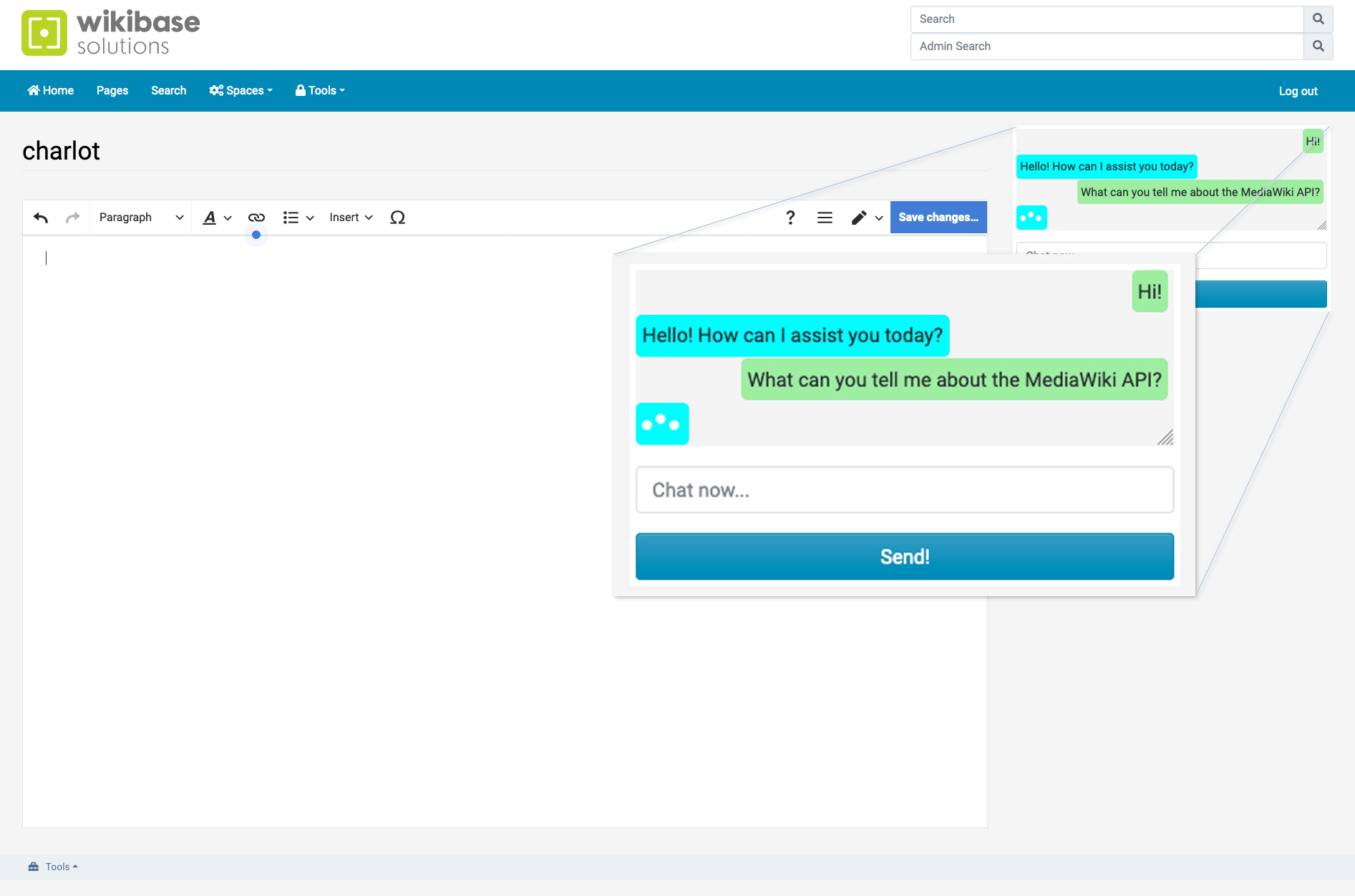 Interface of MediaWiki and AI Chatbot